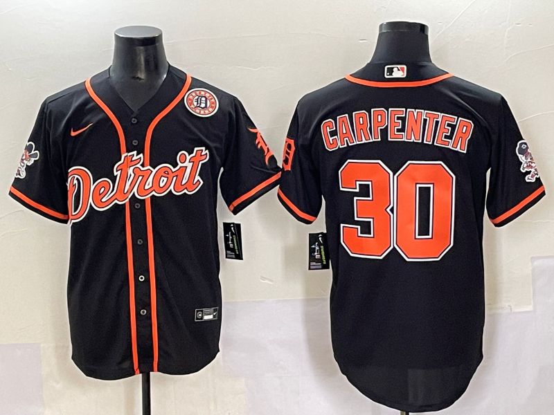 Men 2025 Detroit Tigers #30 Carpenter Black Joint Name Nike MLB Jersey style 7->detroit tigers->MLB Jersey